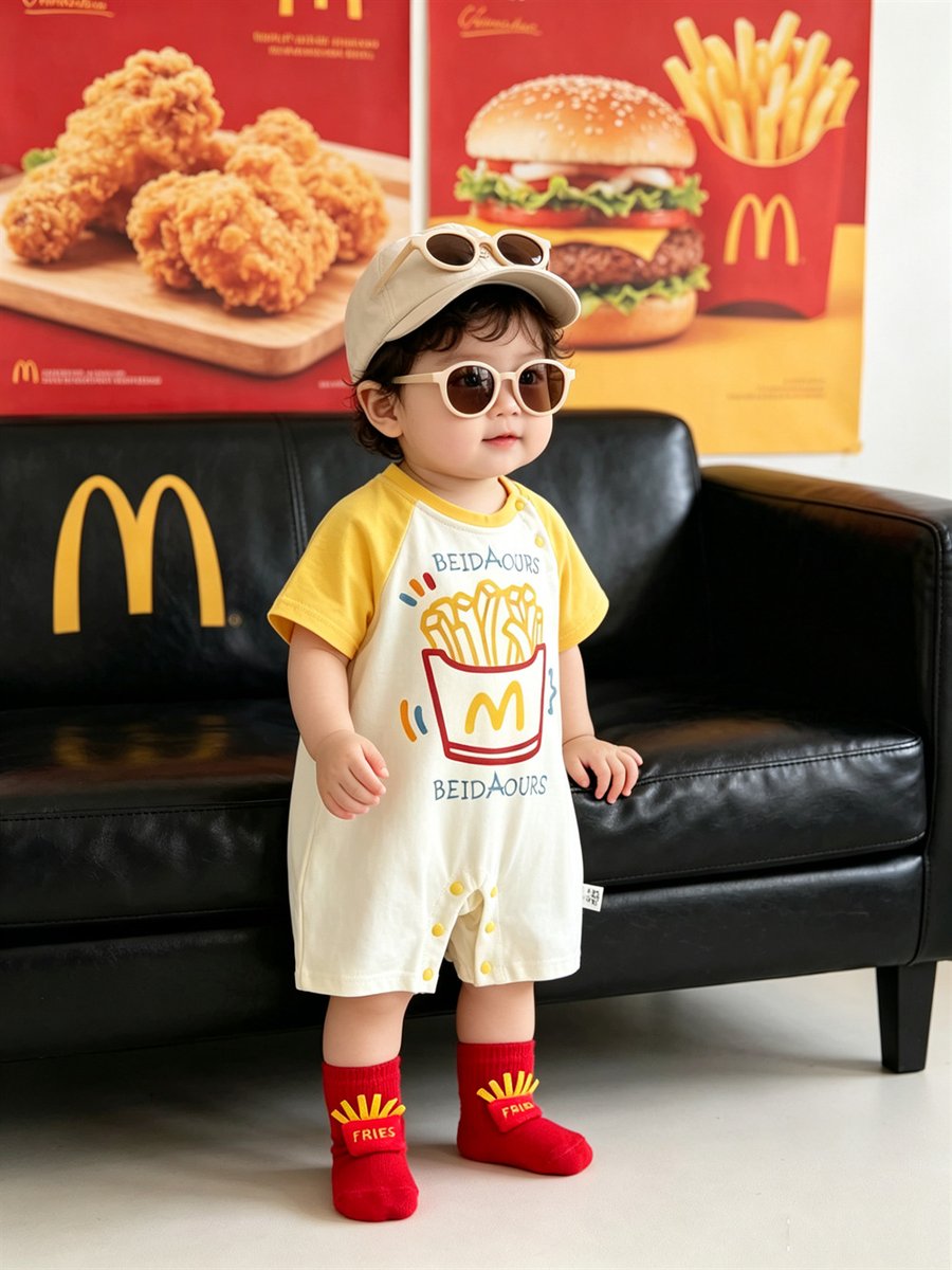 Lebinjia Trendy French Fries Baby Romper