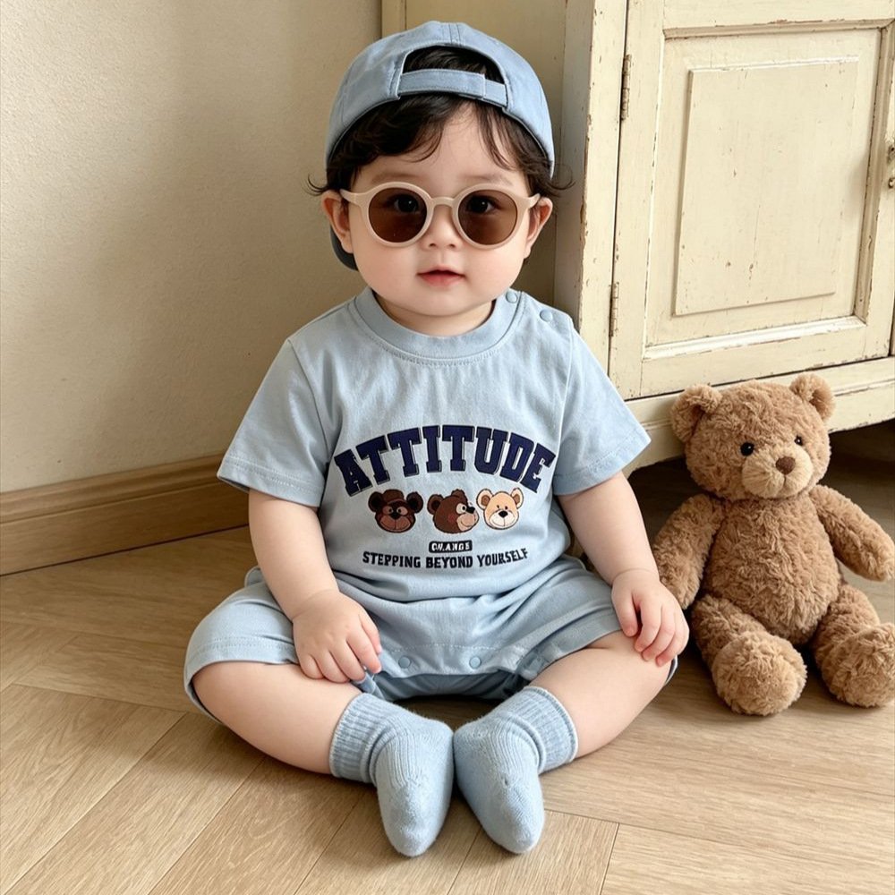 Korean-Style Loose-Fitting Baby Summer Romper