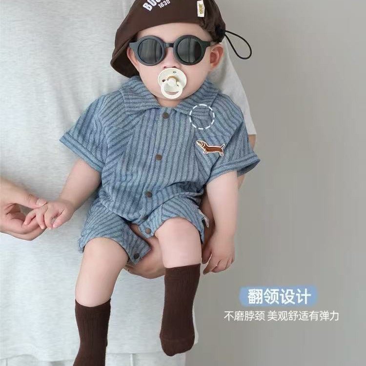 Korean Style Baby Boy Striped Romper