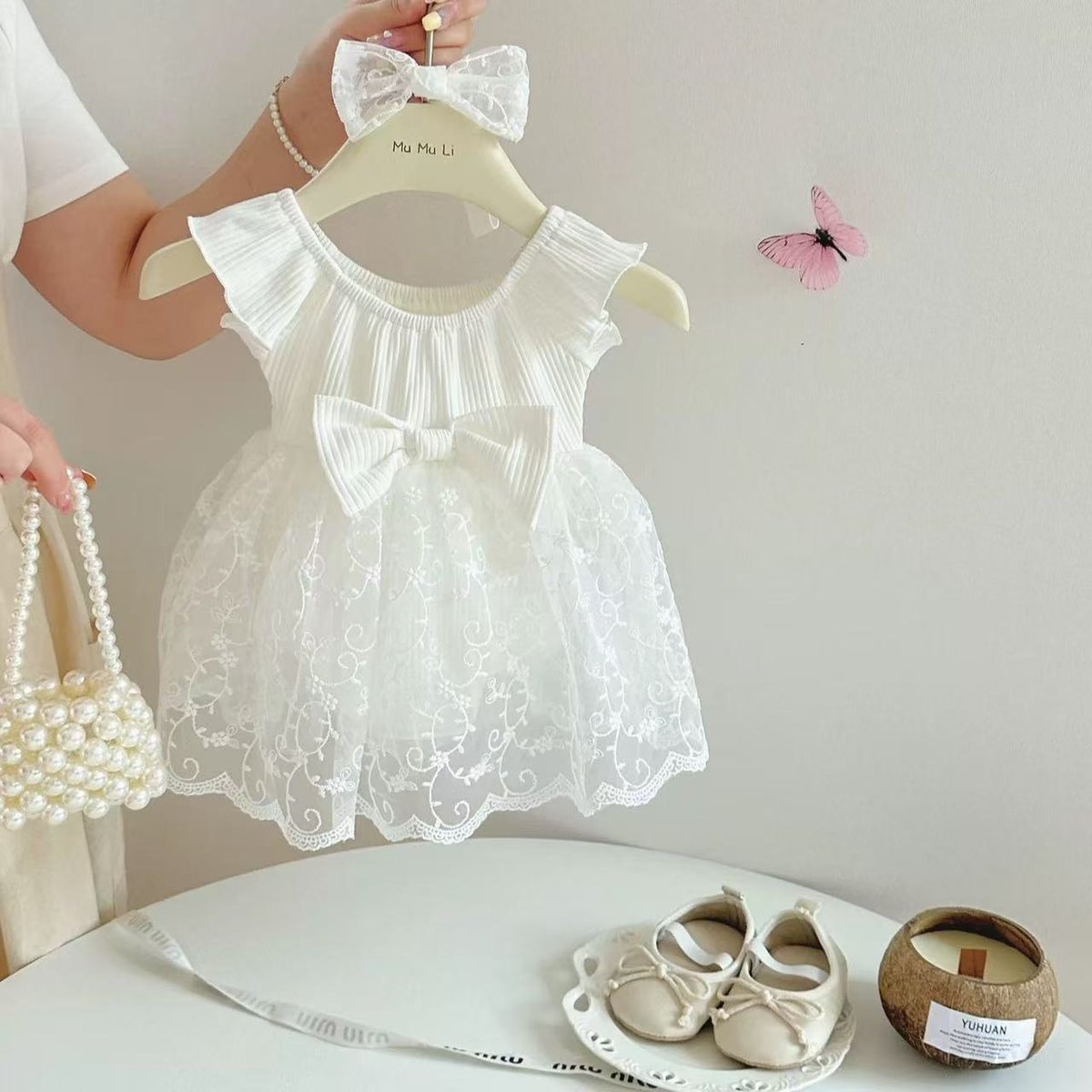 Baby Girl Mesh Flying Sleeve Princess Dress