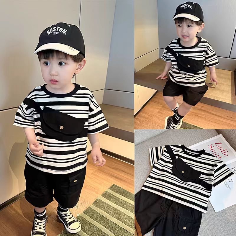 Boys' Summer Two-Piece Striped Outfit