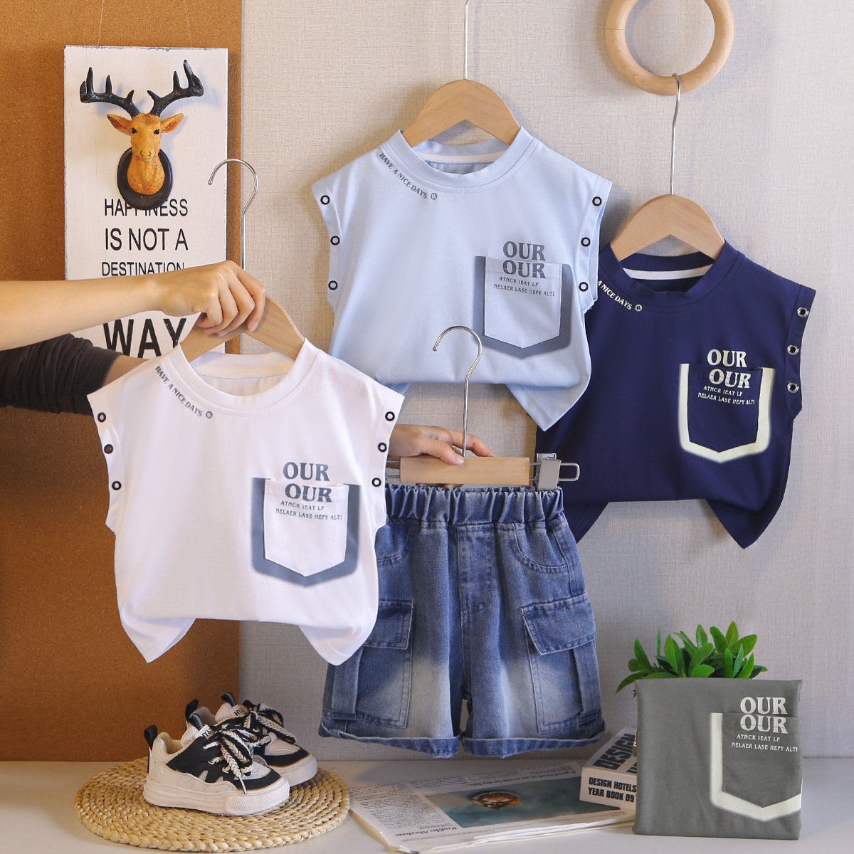 Kids' Casual Sports Tank Top Two-Piece Suit