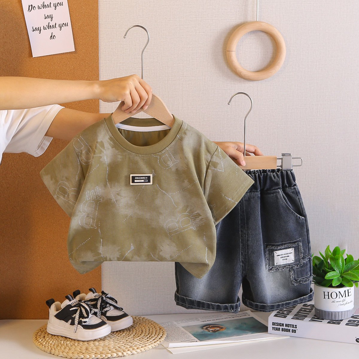 Boys' Summer Letter Tee & Shorts Set
