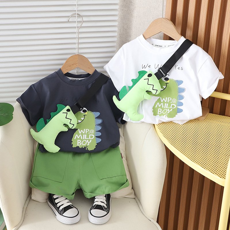 K-Style (Korean Style) Dinosaur Short-Sleeved Two-Piece Suit