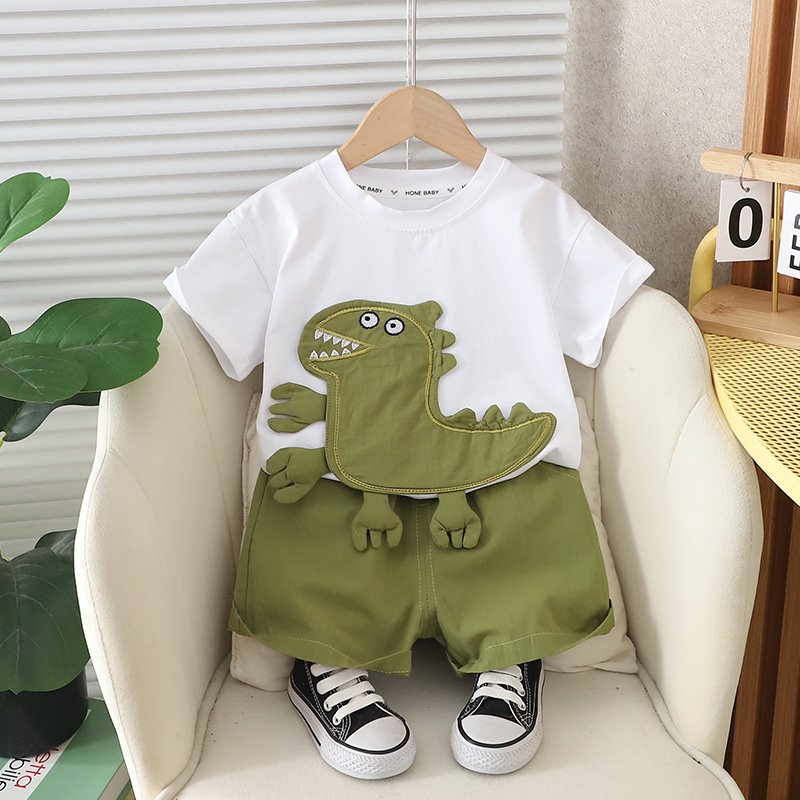 Korean-Style Round-Neck Short-Sleeve Two-Piece Suit