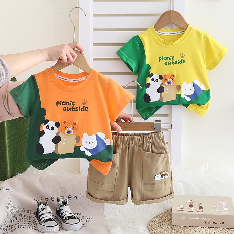 Boys’ Cartoon Animal Summer Outfit Set