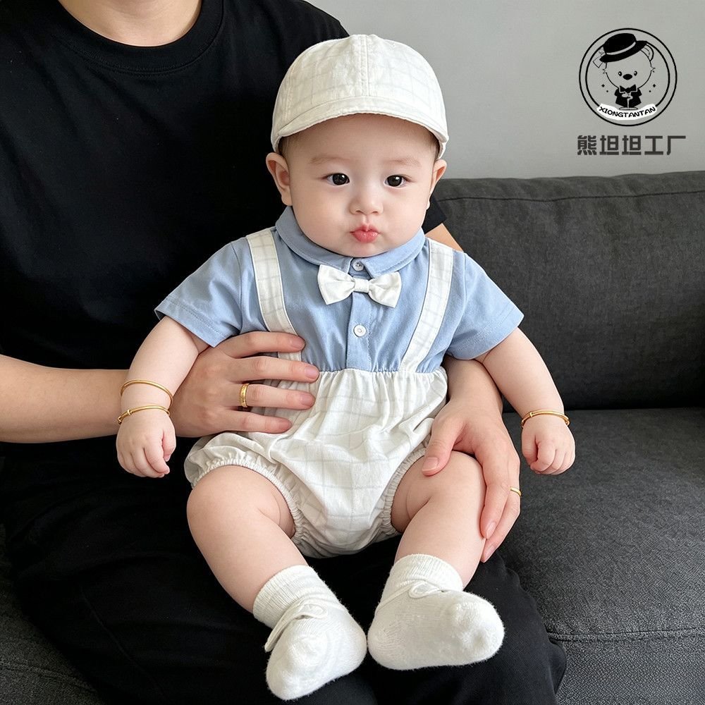 Baby Boy Summer Short-Sleeve Romper Two-Piece Outfit