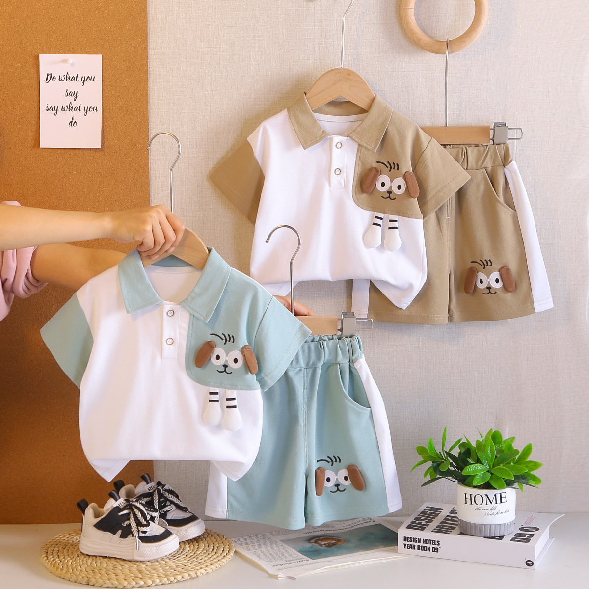 Cute Big-Eyed Dog Boys' 2-Piece Summer Set