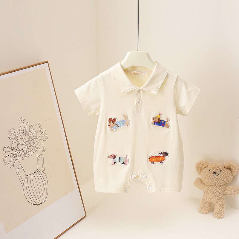Cute Cartoon Dog Short-Sleeve Baby Romper