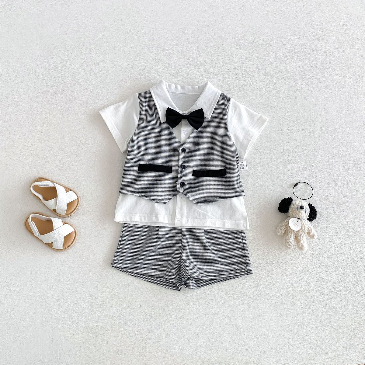 Korean Checkered Vest & Shorts Summer Set