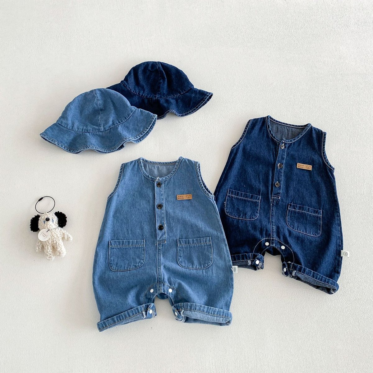 Korean Style Baby Denim Overalls with Hood