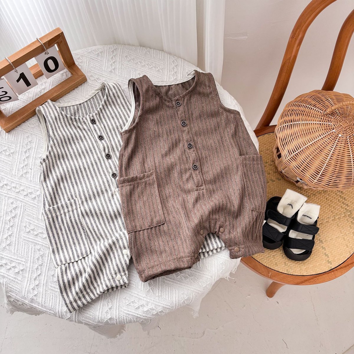 Korean-Style Striped Sleeveless Romper Jumpsuit