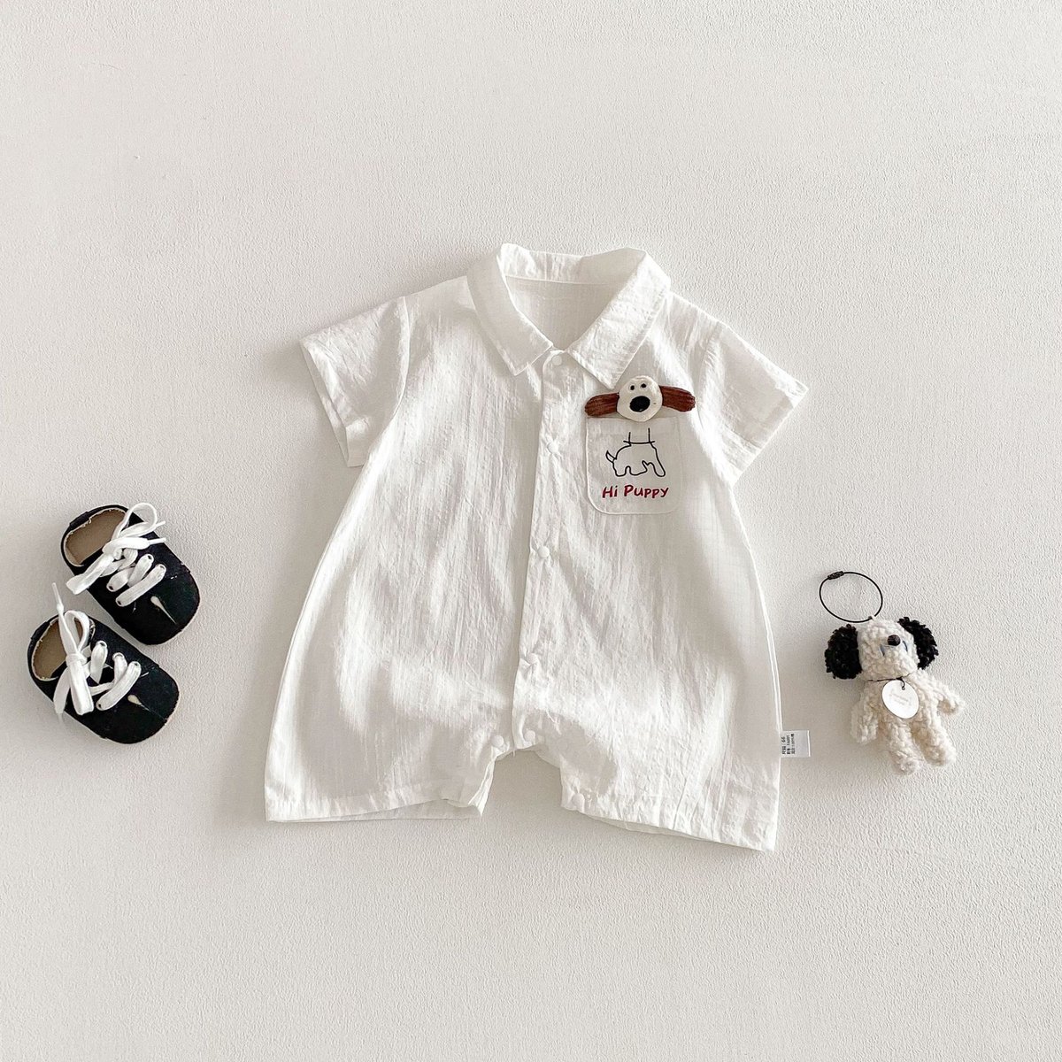 Boys' Summer Thin Polo Collar Shirt Romper 