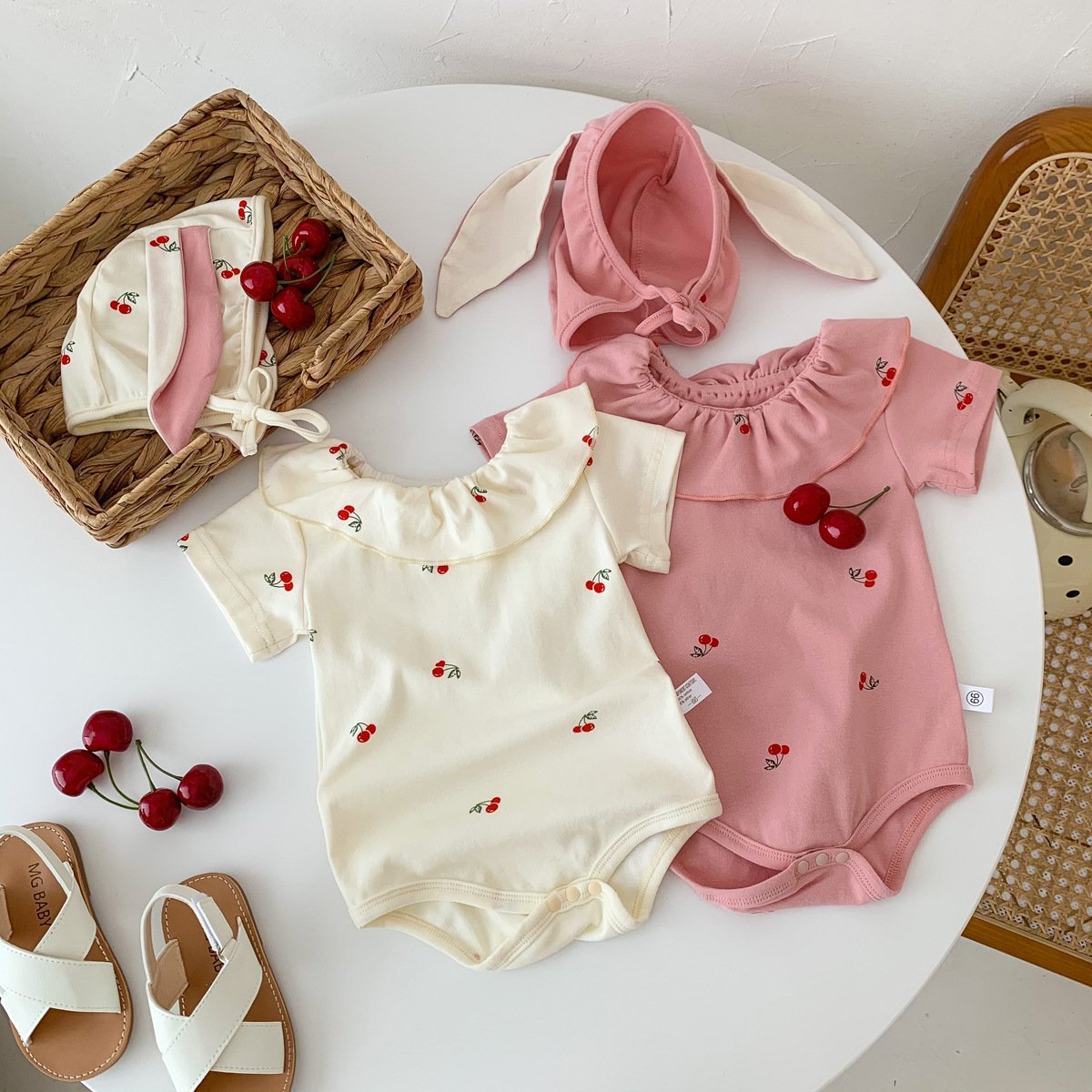 Summer Cherry Princess Baby Romper