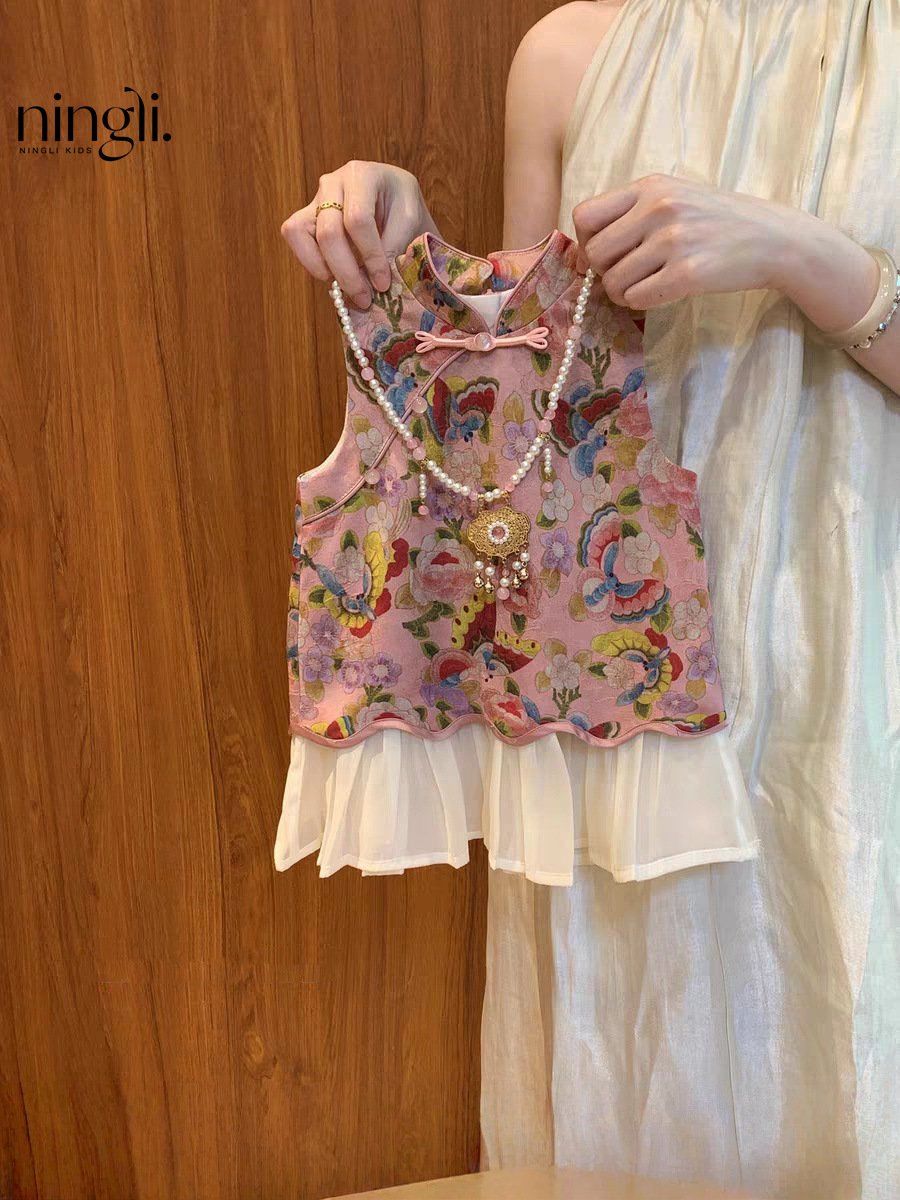 Girls' Chinese-Style Summer Hanfu Vest Dress
