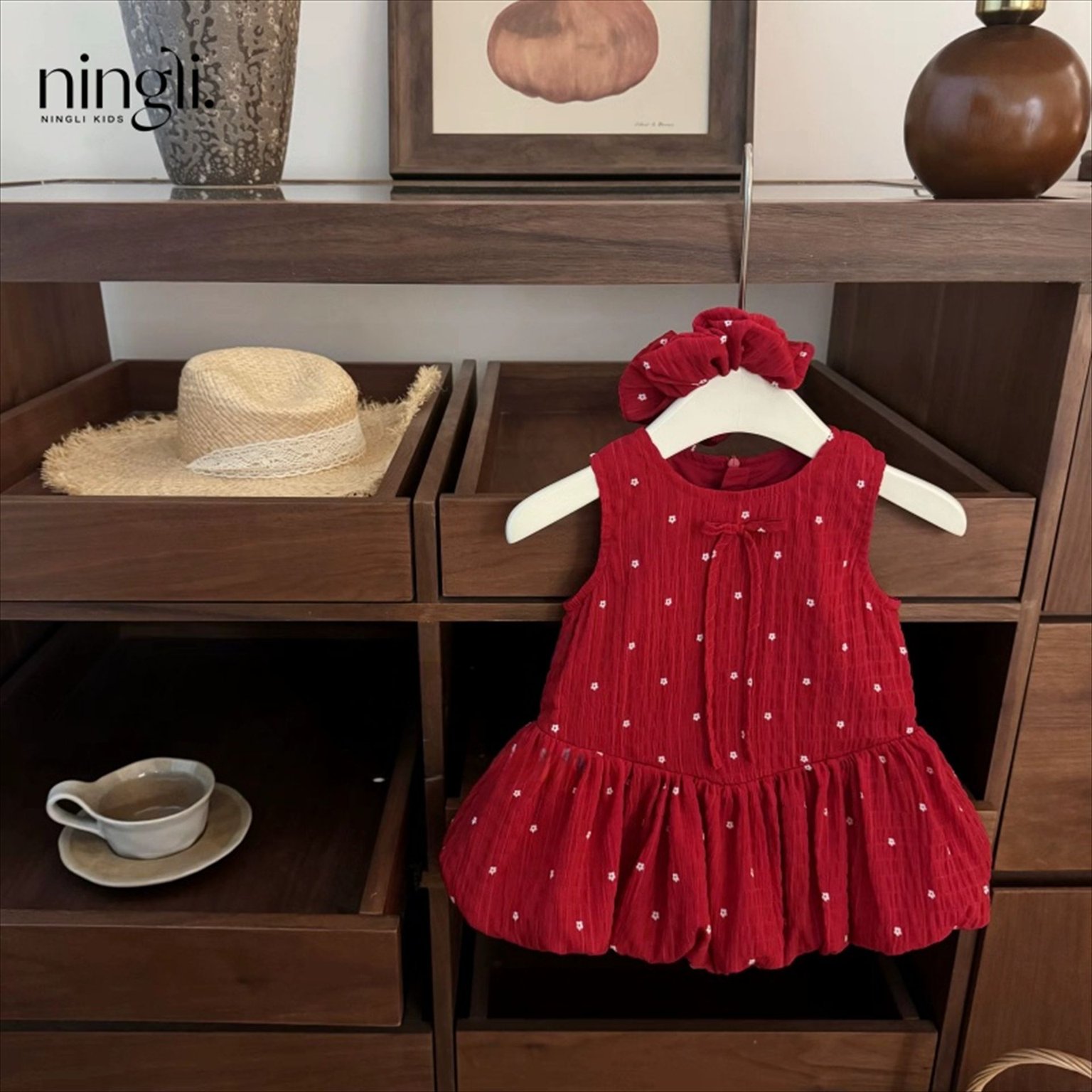 Baby Girls' Red Floral Birthday Princess Dress