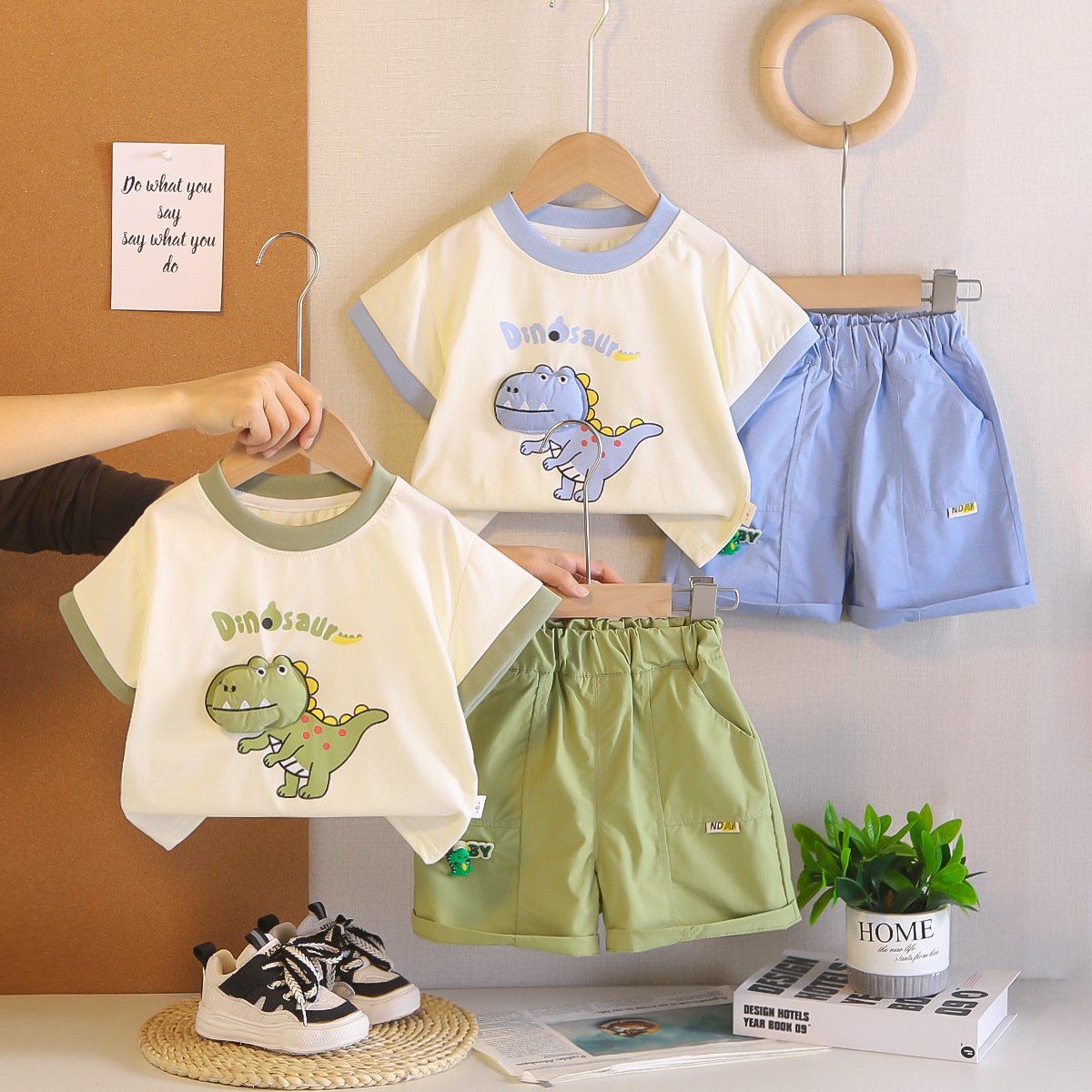 Summer Trendy Dinosaur Two-Piece Set for Boys