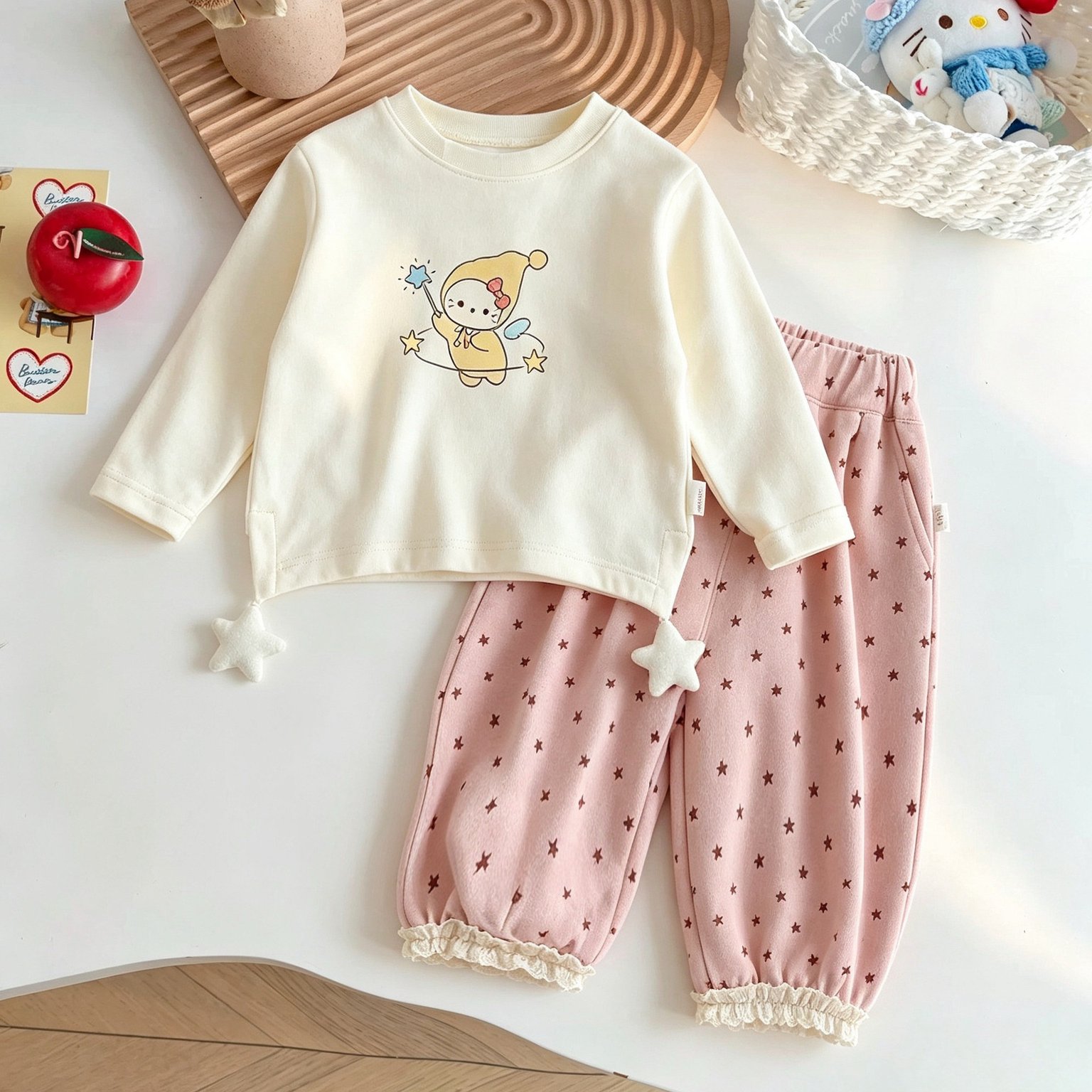 Toddler Girls Cartoon Fall 2-Piece Outfit Set (Top & Pants)