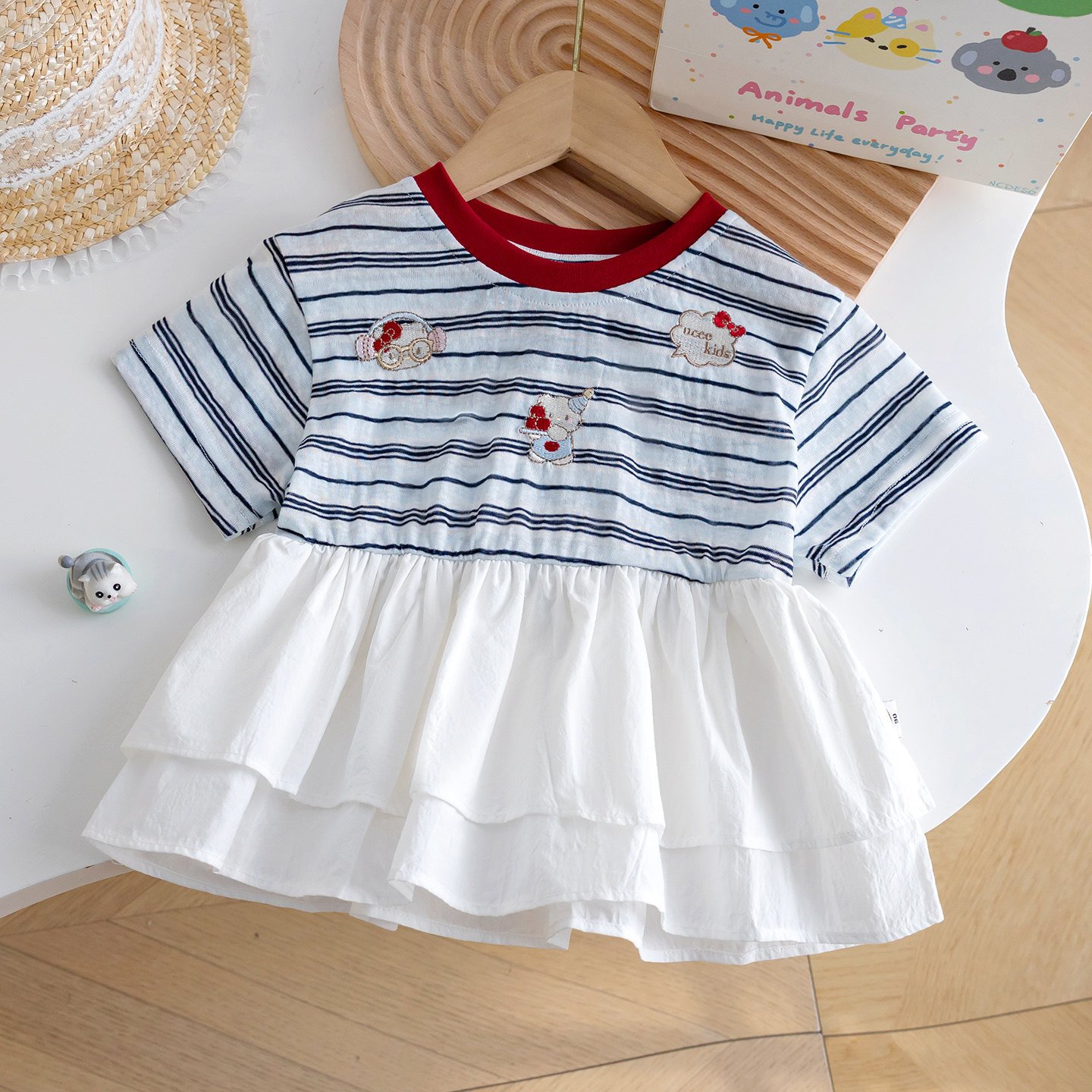 Girls Summer Striped Peplum T-Shirt