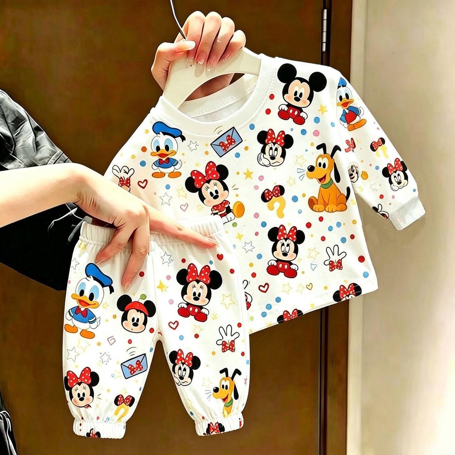 Unisex Toddler Cartoon Print Short Sleeve T-Shirt and Pants Pyjama Set