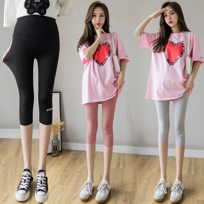 Maternity pants summer fashion thin outerwear leggings trendy hot mom tight skinny pants shark skin cropped pants