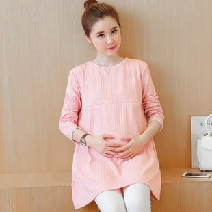Fashionable round neck long sleeve pregnant women nursing