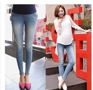 Korean hole Slim pregnant women jeans