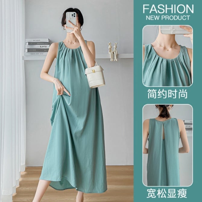 Maternity Sleeveless Vest Dress Loose Casual Fresh Age-Reducing Dress