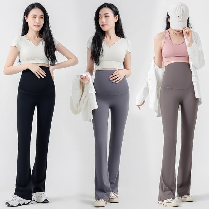 Pregnant women's pants spring and summer thin section outerwear micro-la bottomed shark pants belly support yoga pants casual sports trousers all-match women