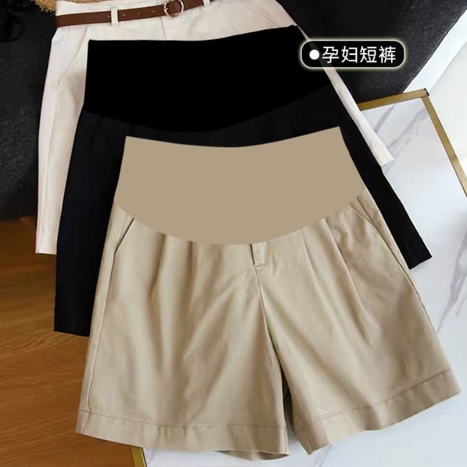 Maternity suit shorts summer thin outer wear elastic belly support casual loose wide leg 5-minute medium pants