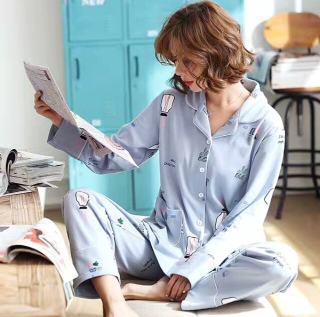 Maternity cotton gauze nursing confinement pajamas thin section
