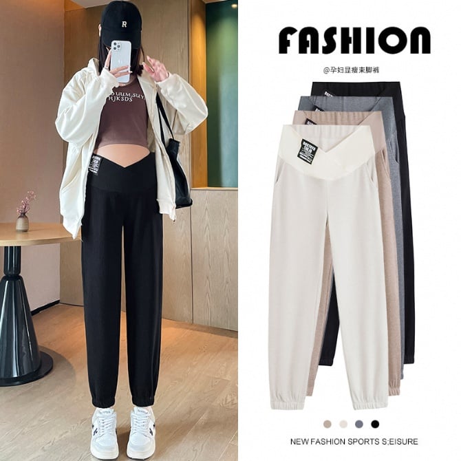 Maternity pants for spring and autumn, casual low-waist slim-fit trousers suitable for early pregnancy