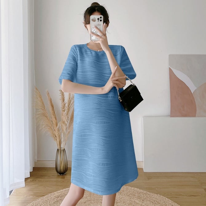 Maternity Dress Trendy Short-Sleeve Loose-Fit Summer Dress