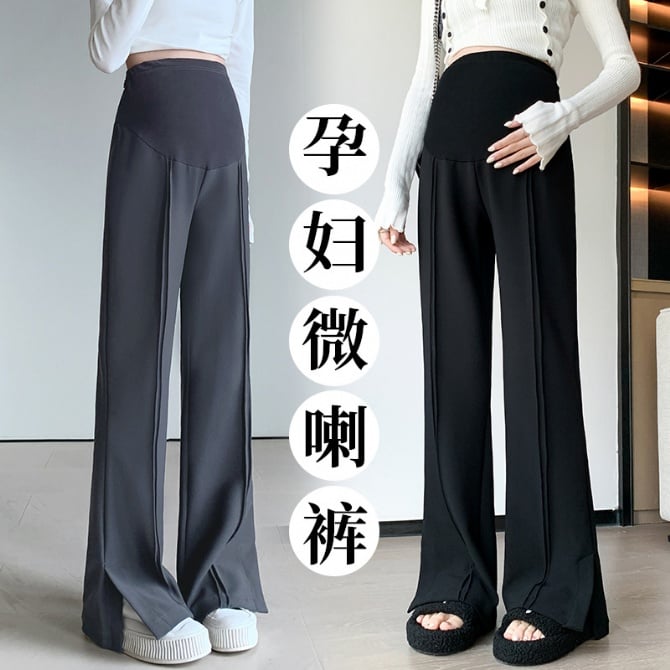 Maternity autumn clothing, high-end retro slit bootcut pants, slim formal suit pants for outer wear, spring and autumn maternity trousers