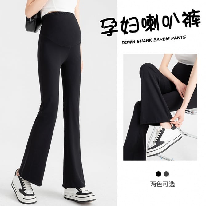 Maternity Pants - Lightweight Flared High-Waisted Yoga Shark Pants