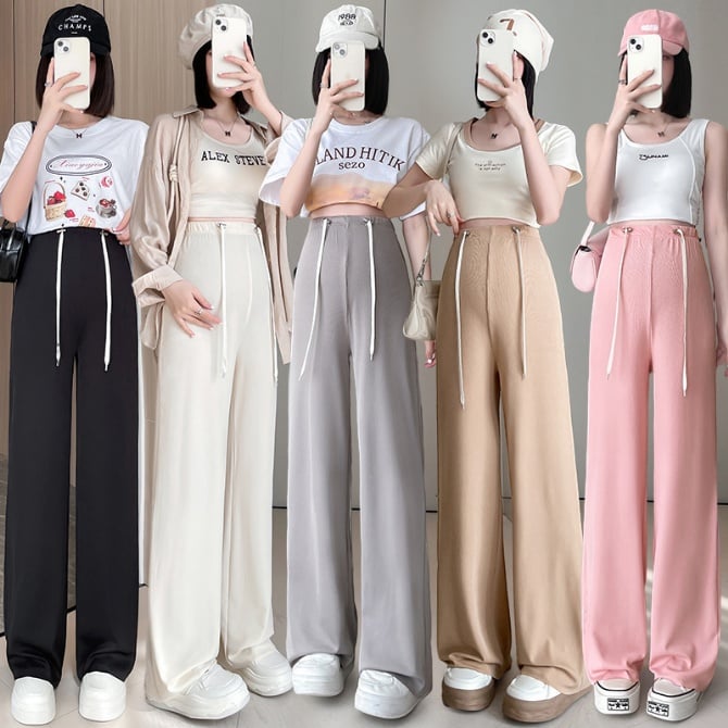 Maternity Wide-Leg Ice Silk Pants, Long Pants