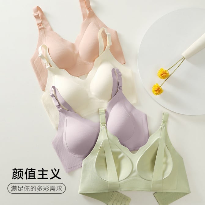 Nursing Bra without Underwire with Front Button Closure and Threaded Design