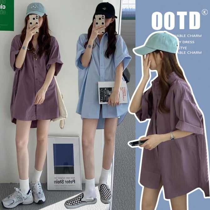 Maternity shirt dress