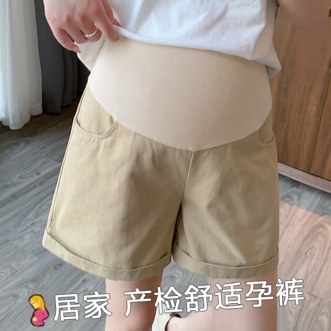 Maternity washed denim shorts in pure cotton