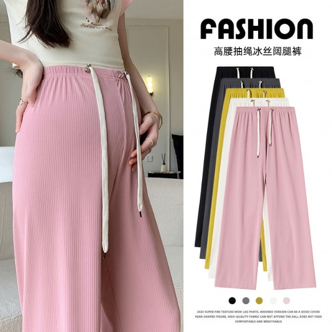 Maternity ice silk wide-leg pants