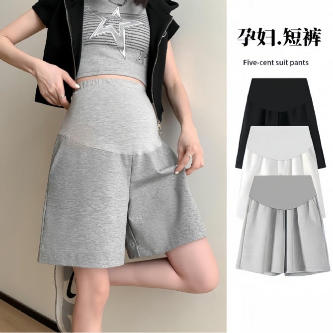 Maternity shorts, mid-thigh length, lightweight and loose-fitting