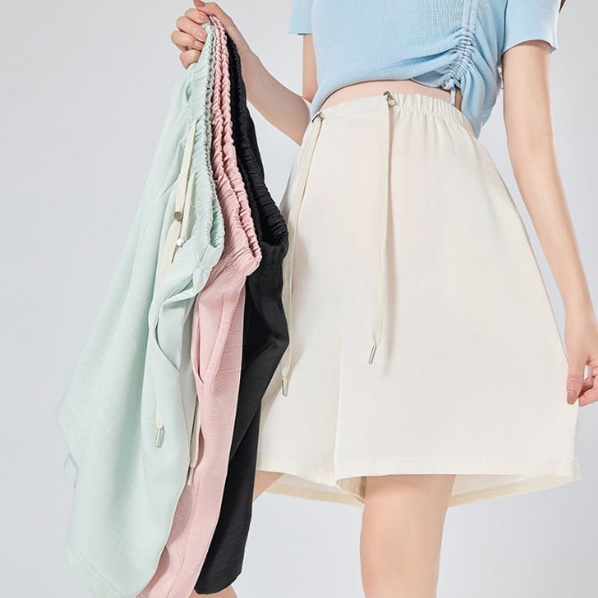 Maternity Ice Silk Loose-Fit Five-Point Shorts Without Belly Support