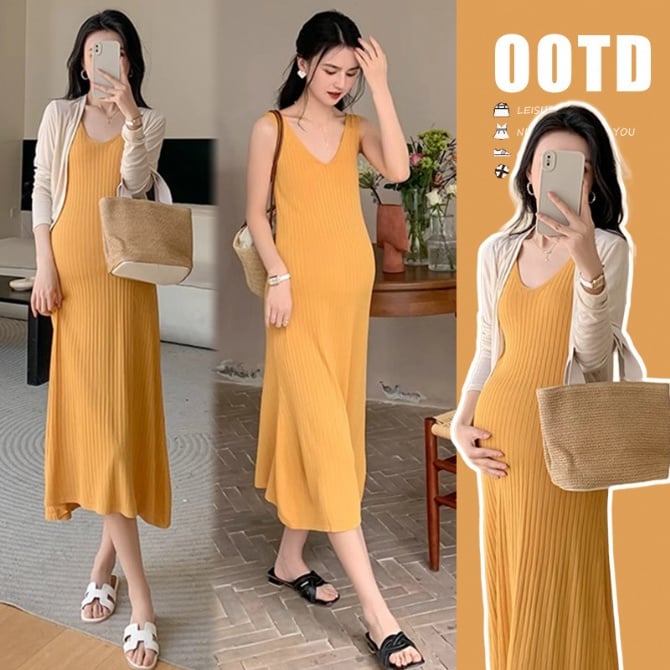 Long Maternity Dress Set