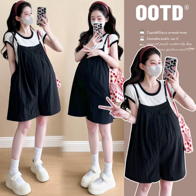 Maternity T-Shirt and Overall Set
