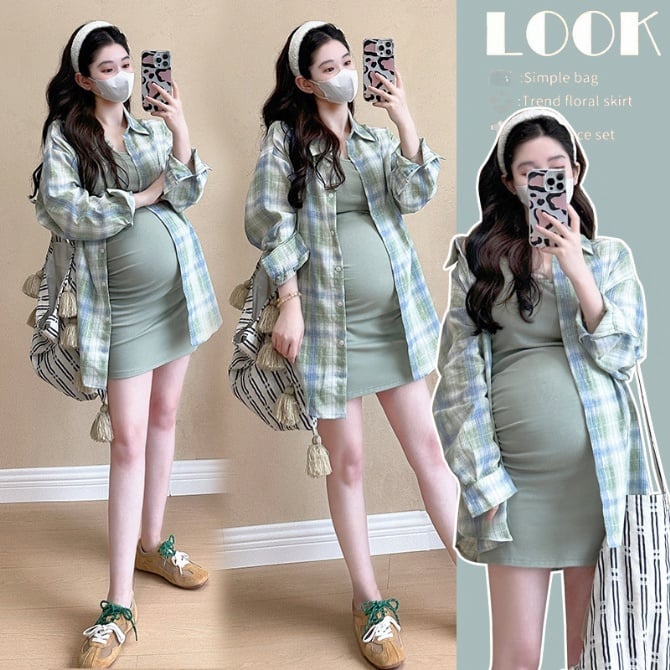 Maternity Sweet Dress Set for Summer