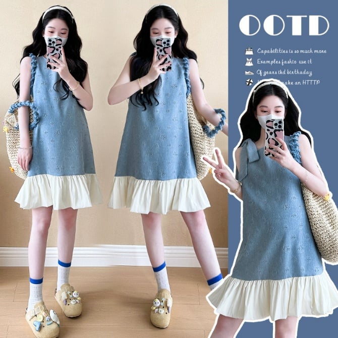 Maternity Sleeveless Tank Dress for Women, Elegant Jacquard A-Line Dress