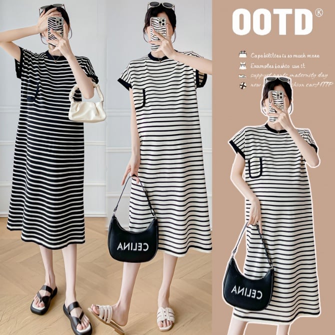 Maternity striped T-shirt dress