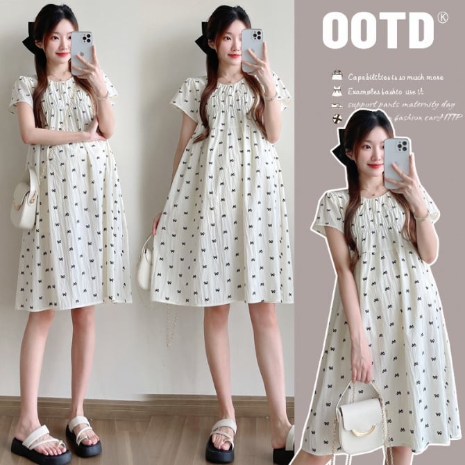 Fashion Short-Sleeve Loose-Fit Printed Dress Plus Size