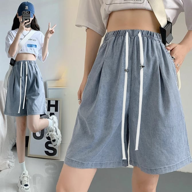 Maternity Knee-Length Denim Shorts