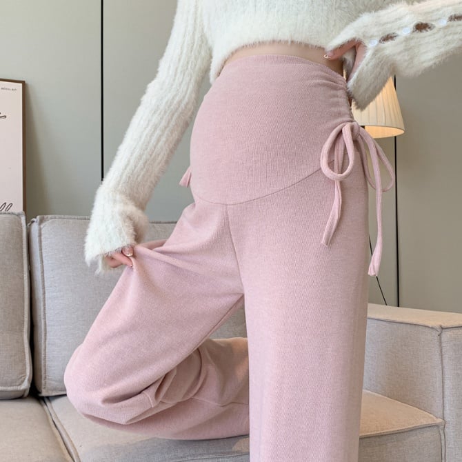 Stylish Maternity Faux Cashmere Wide-Leg Pants